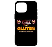 Carcasa para iPhone 16 Pro MAX Meme Gracioso, No Puedo Comer Gluten Hace Que me Duele la Barriga