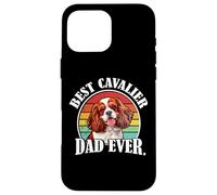 Carcasa para iPhone 16 Pro MAX Mens Retro Vintage Best Cavalier Dad Ever Red Spaniel