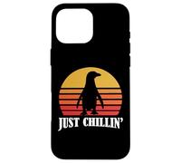 Carcasa para iPhone 16 Pro MAX Mens Womens Kids Retro Vintage Just Chillin' Penguin Lover