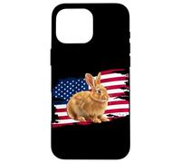 Carcasa para iPhone 16 Pro MAX Mens Womens Patriotic USA American Flag 4th July Bunny Lover