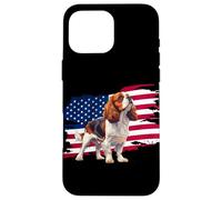 Carcasa para iPhone 16 Pro MAX Mens Womens USA Flag American 4th July Cavalier Dog Mom