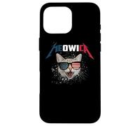 Carcasa para iPhone 16 Pro MAX Meowica USA American Flag Cat Funny Patriotic 4th of July