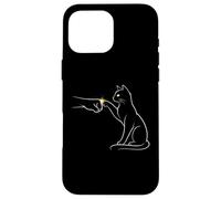 Carcasa para iPhone 16 Pro MAX Midnight Cat Touch Magical Bond Line Art Cat Silhouette
