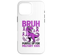 Carcasa para iPhone 16 Pro MAX Military Child Month Dinosaur, Purple Up for Military Kids