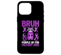 Carcasa para iPhone 16 Pro MAX Military Child Month Raccoon, Purple Up for Military Kids