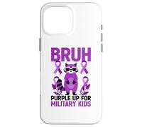 Carcasa para iPhone 16 Pro MAX Military Child Month Raccoon, Purple Up for Military Kids