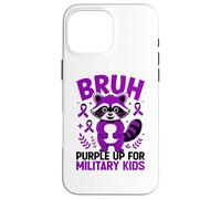 Carcasa para iPhone 16 Pro MAX Military Child Month Raccoon, Purple Up for Military Kids