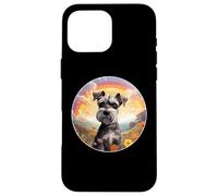 Carcasa para iPhone 16 Pro MAX Miniatura Schnauzer Lover Cute Rainbow Bridge Puppy Dog Art