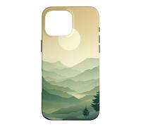 Carcasa para iPhone 16 Pro MAX Mínimo Verde Salvia Montaña Sol Puesta De Sol Boho Chic