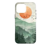 Carcasa para iPhone 16 Pro MAX Mínimo Verde Salvia Montaña Sol Puesta De Sol Boho Chic