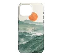 Carcasa para iPhone 16 Pro MAX Mínimo Verde Salvia Montaña Sol Puesta De Sol Boho Chic