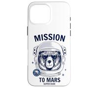 Carcasa para iPhone 16 Pro MAX Misión a Marte Cool Space Astronauta Oso Dibujos Animados Gráfico