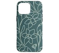 Carcasa para iPhone 16 Pro MAX Modern Line Art Poppy Flower Leaves Boho Dark Green