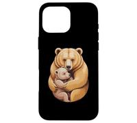Carcasa para iPhone 16 Pro MAX Mom Bear Cub Funny Pregnant Loading Baby Mother