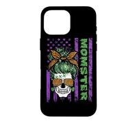 Carcasa para iPhone 16 Pro MAX Momster America Flag Skull Mom Leopard Monster Halloween