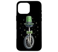 Carcasa para iPhone 16 Pro MAX Monociclo Monociclo Leprechaun Shamrock Día de San Patricio