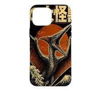 Carcasa para iPhone 16 Pro MAX Monstruo Cielo Volando Kaiju Pterosaurio sobre Ola Japonés Retro