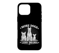 Carcasa para iPhone 16 Pro MAX More Dogs Less Drama Funny Dog Lover Vintage Graphic