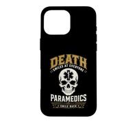 Carcasa para iPhone 16 Pro MAX Muerte Sonríe Paramédico EMS Humor Oscuro Primer Responsable