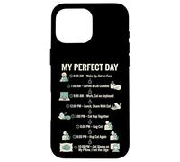 Carcasa para iPhone 16 Pro MAX My Day Cat Schedule, Divertida Vida Felina para Amantes de los Gatos