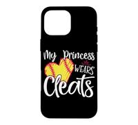 Carcasa para iPhone 16 Pro MAX My Princess Wears Cleats - Softball Mom Dad Baseball Player