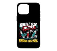 Carcasa para iPhone 16 Pro MAX Needle Size Matters Funny Nursing