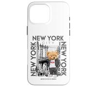 Carcasa para iPhone 16 Pro MAX New York City Teddy Bear with The Dumbo Manhattan Bridge