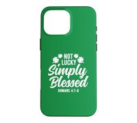 Carcasa para iPhone 16 Pro MAX Not Lucky Simply Blessed, Vintage, St Patrick's Faith Green