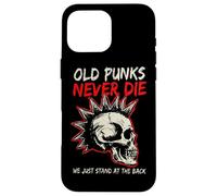Carcasa para iPhone 16 Pro MAX Old Punks Never Die Skull Punk Rock Música Heavy Metal Retro