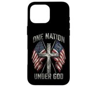 Carcasa para iPhone 16 Pro MAX One Nation Under God Cross - Bandera Americana con gráfico patriótico