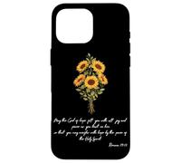 Carcasa para iPhone 16 Pro MAX Ora Que Dios desee a Sunflower Versículo bíblico Cristiano religioso