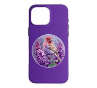 Carcasa para iPhone 16 Pro MAX Pájaro Pinzón Púrpura sobre Flor Lila Púrpura