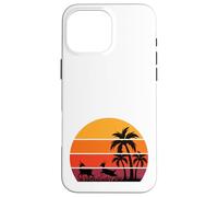 Carcasa para iPhone 16 Pro MAX Palmeras Gacelas Safari Sabana Puesta de Sol África Recuerdo