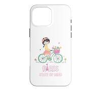 Carcasa para iPhone 16 Pro MAX París Mente Bicicleta Chica Torre Eiffel Estética Viaje Amor