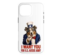 Carcasa para iPhone 16 Pro MAX Pastor Australiano Australiano Australiano EE.UU. Divertido Retro Vintage 4 de Julio
