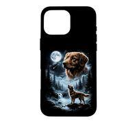 Carcasa para iPhone 16 Pro MAX Pato de Nueva Escocia Tolling Retriever Aullando a la Luna 90