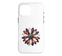 Carcasa para iPhone 16 Pro MAX Patriotic Flower USA Floral American 4 Julio Independencia