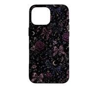 Carcasa para iPhone 16 Pro MAX Patrón de Luna botánica Vintage con diseño Floral, Estilo Bow Coquet