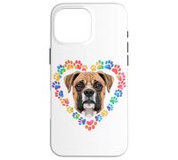 Carcasa para iPhone 16 Pro MAX Paws Dye Heart Boxer Dog Boxers