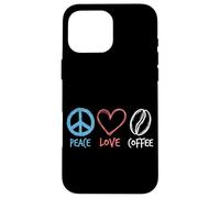 Carcasa para iPhone 16 Pro MAX Peace Love Coffee Retro Barista Cafeína Bean