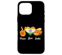 Carcasa para iPhone 16 Pro MAX Peace Love Curry Amante de la Comida India