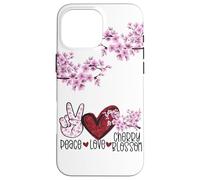 Carcasa para iPhone 16 Pro MAX Peace Love, Rama de Cerezo, Flor de Sakura, Floral japonés