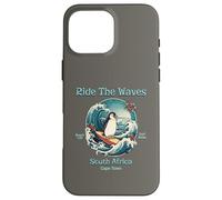 Carcasa para iPhone 16 Pro MAX Penguin Surfing Waves Sudáfrica Cape Cod Surfs Up Diversión