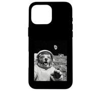 Carcasa para iPhone 16 Pro MAX Perro Astronauta Selfie En La Luna Amante De Los Perros