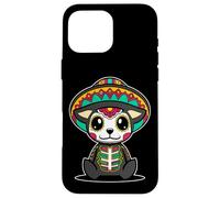 Carcasa para iPhone 16 Pro MAX Perro Día delos Muertos Calavera Azúcar Mexicana Kawaii