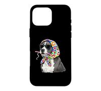 Carcasa para iPhone 16 Pro MAX Pitbull Pittie Dog Granny - Hilo Cuadrado para Ganchillo