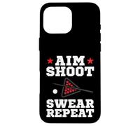 Carcasa para iPhone 16 Pro MAX Pool Playing Aim Shoot Swear Repeat Pool Playing Billiards