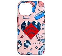 Carcasa para iPhone 16 Pro MAX Pop Art Record Music Lover Vintage corazón Rosa