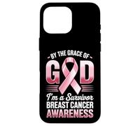 Carcasa para iPhone 16 Pro MAX por la Gracia de Dios Soy un Sobreviviente Conciencia del Cáncer de Mama