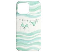Carcasa para iPhone 16 Pro MAX Preppy Bikini Verano Costa Cowgirl Pastel mar Turquesa Ola
